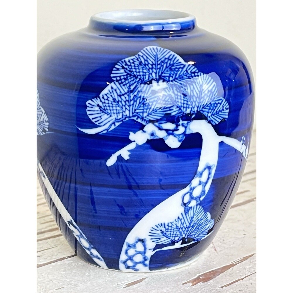 Vintage Takahashi San Francisco Hand-Painted Porcelain Bonsai Tree Vase